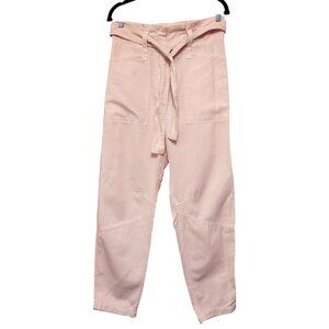 ALC Light Pink Coburn Waist Tie Tapered Pants Size 4 Cotton Linen Blend